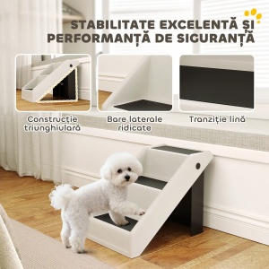 Scara pentru caini si pisici Re-Bloom, PP/EVA, 53x30.5x36.5 cm, pliabila 63x30.5x11.3 cm, 3 trepte antiderapante, 10 kg, crem/negru - Verificat A · Re-Bloom - Img 6