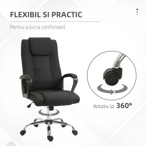 Scaun birou ergonomic basculant si captusit, inaltime reglabila, spatar inalt cu cotiere, 5 roti, 62x76x110-119cm, Negru - Verificat A · Re-Bloom - Img 6
