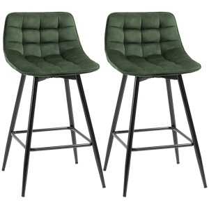Set 2 scaune de bar Re-Bloom, poliester/metal, 45x47x84 cm, sezut 61 cm, suport picioare 23 cm, 120 kg, verde/negru - Verificat A · Re-Bloom