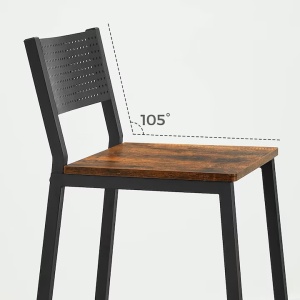 Set 2 scaune de bar Vasagle, inalte cu spatar, cadru metalic, sezut MDF, industrial, 51x43x97cm, maro rustic si negru, Resigilat, Grad A - Img 5