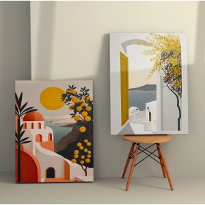 Set 2 tablouri decorative Re-Bloom, panza/lemn, multicolor, 50 x 70 cm - Img 3