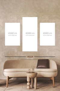 Set 3 tablouri decorative canvas model padure, 2x40x60 cm + 1x40x90 cm, panza 100%/lemn 3cm, auriu/negru - Verificat A · Re-Bloom - Img 2