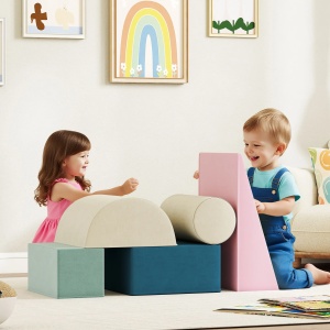 Set 5 blocuri spuma pentru bebelusi Re-Bloom, samt/spuma, 61x40.6x60 cm, construit+jucat+catarit, varsta 0.5-3 ani, 15 kg, multicolor - Verificat A · Re-Bloom - Img 3