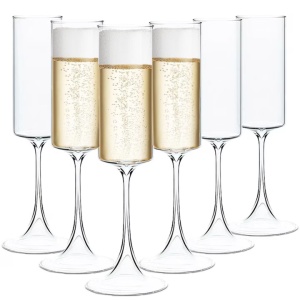Set 6 pahare sampanie, model evazat, 170 ml, sticla, transparent, Resigilat, Grad A