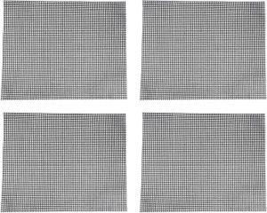 Set de 4 covorase pentru gratar Coairrwy, fibra de sticla, negru, 40 x 33 cm
