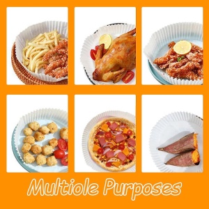 Set de 50 hartii de copt pentru friteuza cu aer TOYVIDDY, alb, 20 x 4,5 cm - Img 2