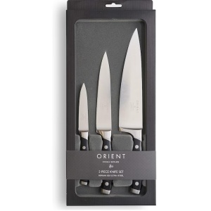 Set de cutite pentru bucatarie, 3 piese, premium, Otel Inoxidabil german X50 Ultra+, Negru, Resigilat, Grad A
