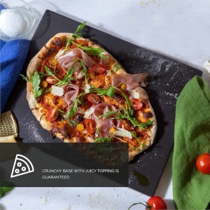 Set de pizza, lopata din aluminiu 30.5 x 85 cm, piatra de copt 38 x 30 cm, Negru, Resigilat, Grad A - Img 3