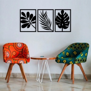 Set decoratiuni de perete Re-Bloom, 3 piese, metal, negru, 104 x 46 cm - Img 2