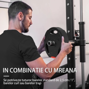 Set Gantere 25 kg (2×10 kg + 5 kg) cu discuri de nisip, negru, Resigilat, Grad A - Img 6