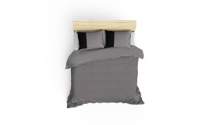 Set husa pilota + 2 fete de perna, bumbac ranforce 100%, 200x200 cm + 2x80x80 cm, gri/negru - Verificat A · Re-Bloom - Img 2