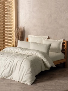 Set husa pilota si o fata de perna Re-Bloom, bumbac, crem, 155 x 220 cm / 80 x 80 cm, Resigilat, Grad A