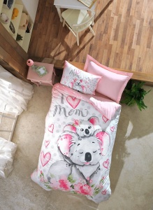 Set lenjerie pat single, bumbac ranforce 100%, husa pilota 160x220 cm + cearsaf plat 160x240 cm + fata perna 50x70 cm, multicolor - Verificat A · Re-Bloom - Img 2