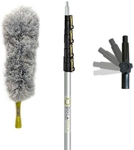 Set maner telescopic cu pamatuf DocaPole, microfibra/aluminiu, gri/argintiu/negru, 7,3 m