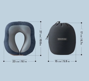 Set premium perna calatorie, Wilford & Sons, spuma cu memorie plus dopuri de urechi si husa de protectie, bleumarin, Resigilat, Grad A - Img 3
