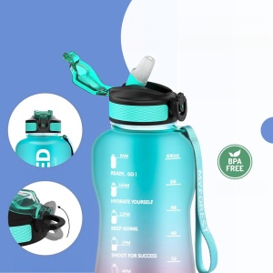 Set sticla pentru apa si o perie Myforest, silicon, albastru/roz, 10,9 x 29,9 cm, 2,2 L - Img 3