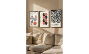 Set tablou decorativ Re-Bloom, 3 piese, MDF/lemn masiv, multicolor, 33 x 48 cm