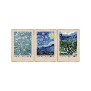 Set tablou decorativ Re-Bloom, 3 piese, MDF/lemn masiv, multicolor, 50 x 70 cm