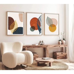 Set tablou decorativ Re-Bloom, 3 piese, MDF/lemn masiv, multicolor, 50 x 70 cm - Img 2