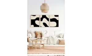 Set tablou decorativ Re-Bloom, MDF/lemn masiv, alb/natur/negru, 50 x 70 cm