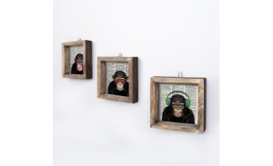 Set tablouri decorative Re-Bloom, 3 piese, MDF/lemn masiv, maro, 15 x 15 cm - Img 4