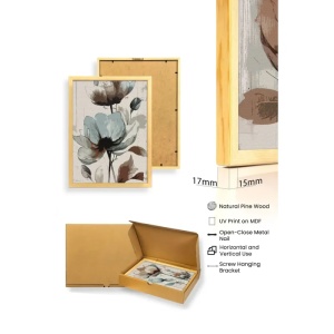 Set tablouri decorative Re-Bloom, model floral, MDF/lemn masiv, multicolor, 50 x 70 cm - Img 2