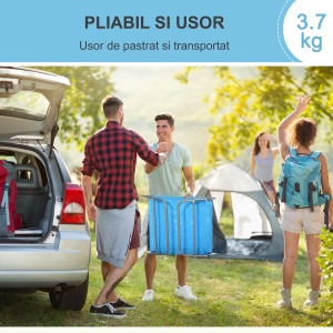 Sezlong pliabil cu spatar reglabil si perna, otel/plasa, 182x56x28 cm pliat 67x57x8 cm, 6 pozitii 90-180°, capacitate 120kg, albastru/argintiu - Verificat A · Re-Bloom - Img 4