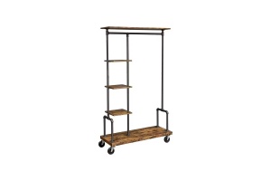 Stand pentru depozitarea hainelor Vasagle, metal/PAL, negru/maro rustic, 103,5 x 40 x 174,5 cm, Resigilat, Grad A