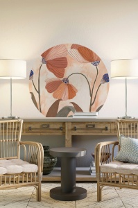 Sticker autoadeziv de perete Re-Bloom, model floral, PVC, multicolor, 78 x 78 cm - Img 2