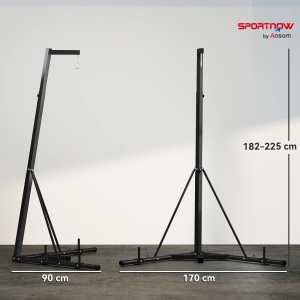 Suport reglabil autoportant pentru sac de box, otel, 170x90x182-225 cm pliat 182x43x25 cm, inaltime carlig 162-205cm, baza triunghiulara, capacitate 60kg, negru - Verificat A · Re-Bloom - Img 3