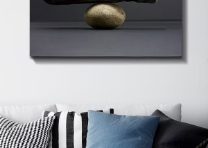 Tablou canvas Re-Bloom, lemn/panza, gri/bej/alb, 70 x 100 cm - Img 3