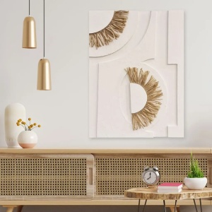 Tablou decorativ canvas 50x70 cm, panza/lemn, auriu/alb - Verificat A · Re-Bloom - Img 2