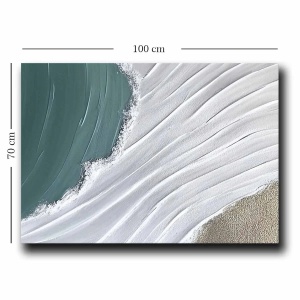 Tablou decorativ canvas 70x100 cm, panza 100% grosime 2.8mm, rama lemn pin 100%, albastru/alb/bej - Verificat A · Re-Bloom - Img 2