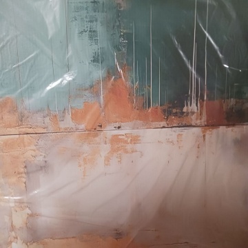 Tablou decorativ canvas 70x100 cm, panza/lemn, design modern, turcoaz/gri/auriu - Verificat A · Re-Bloom - Img 3