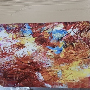 Tablou decorativ canvas, 70x100 cm, panza/lemn, multicolor - Verificat A · Re-Bloom