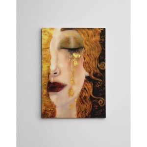 Tablou decorativ canvas model femeie 70x100 cm, 50% bumbac/50% poliester, imprimare digitala, rama lemn 2x3 cm, auriu/natur - Verificat A · Re-Bloom - Img 3