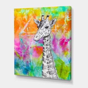 Tablou decorativ canvas model girafa, 70x110 cm, panza/lemn, multicolor - Verificat A · Re-Bloom
