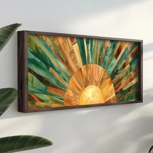 Tablou decorativ, MDF/lemn masiv, 100x40x3.5 cm, format panoramic, design modern, multicolor - Verificat A · Re-Bloom - Img 3