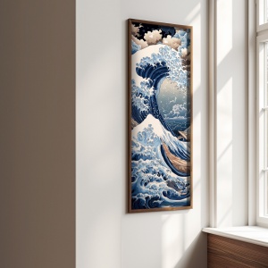 Tablou decorativ MDF/lemn pin, 40x120x3.5 cm, MDF 3mm, cadru lemn pin 100%, imprimare UV, format panoramic, multicolor - Verificat A · Re-Bloom - Img 3