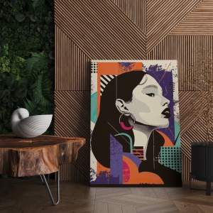 Tablou decorativ model femeie canvas 70x100 cm, panza/lemn, multicolor - Verificat A · Re-Bloom - Img 4