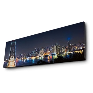 Tablou decorativ Re-Bloom, LED, lemn/panza, multicolor, 30 x 90 cm - Img 1