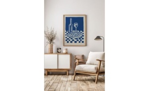 Tablou decorativ Re-Bloom, lemn masiv/hartie, albastru/alb, 33 x 48 cm - Img 2