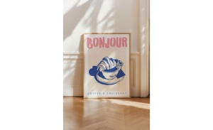 Tablou decorativ Re-Bloom, lemn masiv/hartie, albastru/alb/roz, 33 x 48 cm - Img 3