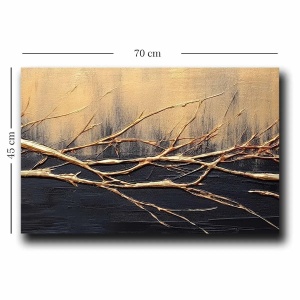 Tablou decorativ Re-Bloom, lemn/panza, negru/auriu, 45 x 70 cm - Img 2
