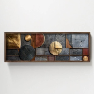 Tablou decorativ Re-Bloom, MDF/lemn masiv, multicolor, 120 x 40 x 3,5 cm