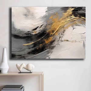 Tablou decorativ Re-Bloom, model abstract, lemn/panza, multicolor, 70 x 100 cm - Img 3