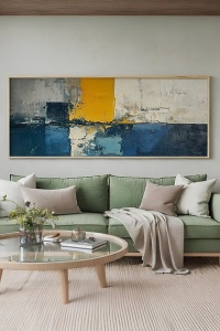 Tablou decorativ Re-Bloom, model abstract, MDF/lemn masiv, multicolor, 50 x 120 cm - Img 2