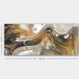 Tablou decorativ Re-Bloom, model abstract, panza/lemn, multicolor, 120 x 50 x 3 cm - Img 2
