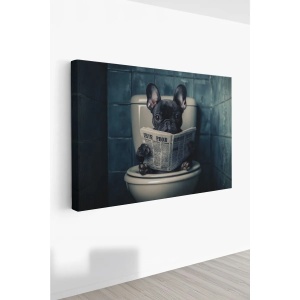 Tablou decorativ Re-Bloom, model caine care citeste, panza/lemn, multicolor, 50 x 70 cm - Img 4