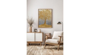 Tablou decorativ Re-Bloom, model copac, MDF/lemn masiv, multicolor, 33 x 48 cm - Img 2